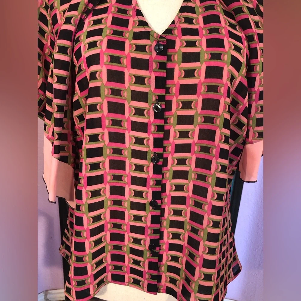 Vintage Art Deco Lavalliere Blouse Size L 🖤 - Picture 6 of 16